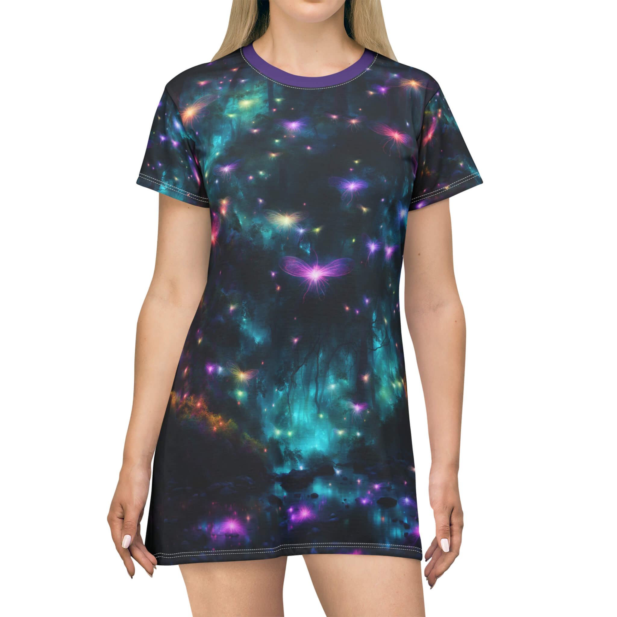 Image of EnchantingFireflies Illuminated T-Shirt Dress